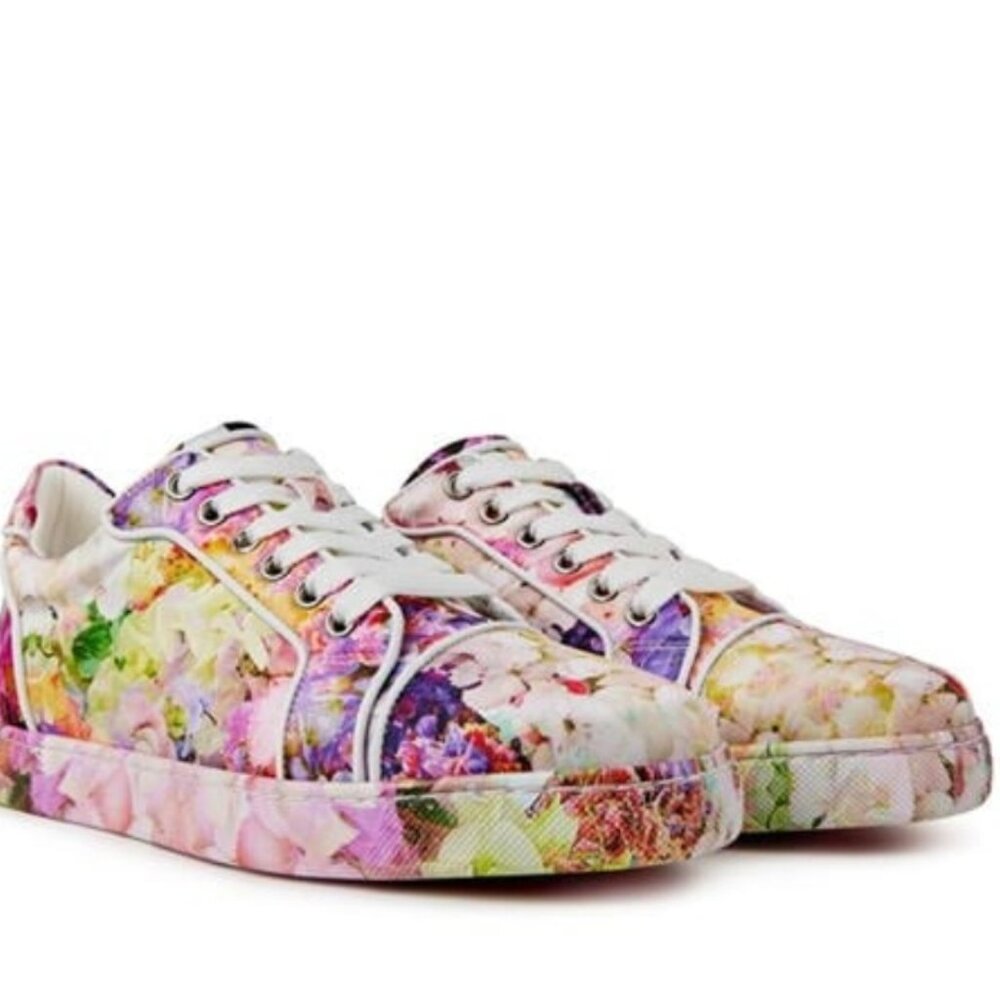 Christian Louboutin Vibria Orlato Satin Blooming Floral Sneaker Size 37.5 US 7.5